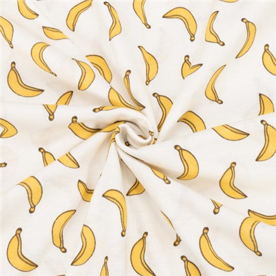 Мерный лоскут кулирка 2454-V1 Бананы цвет молочный 2,7 м