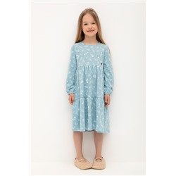 Платье  для девочки  К 5770/голубой,красивые веточки